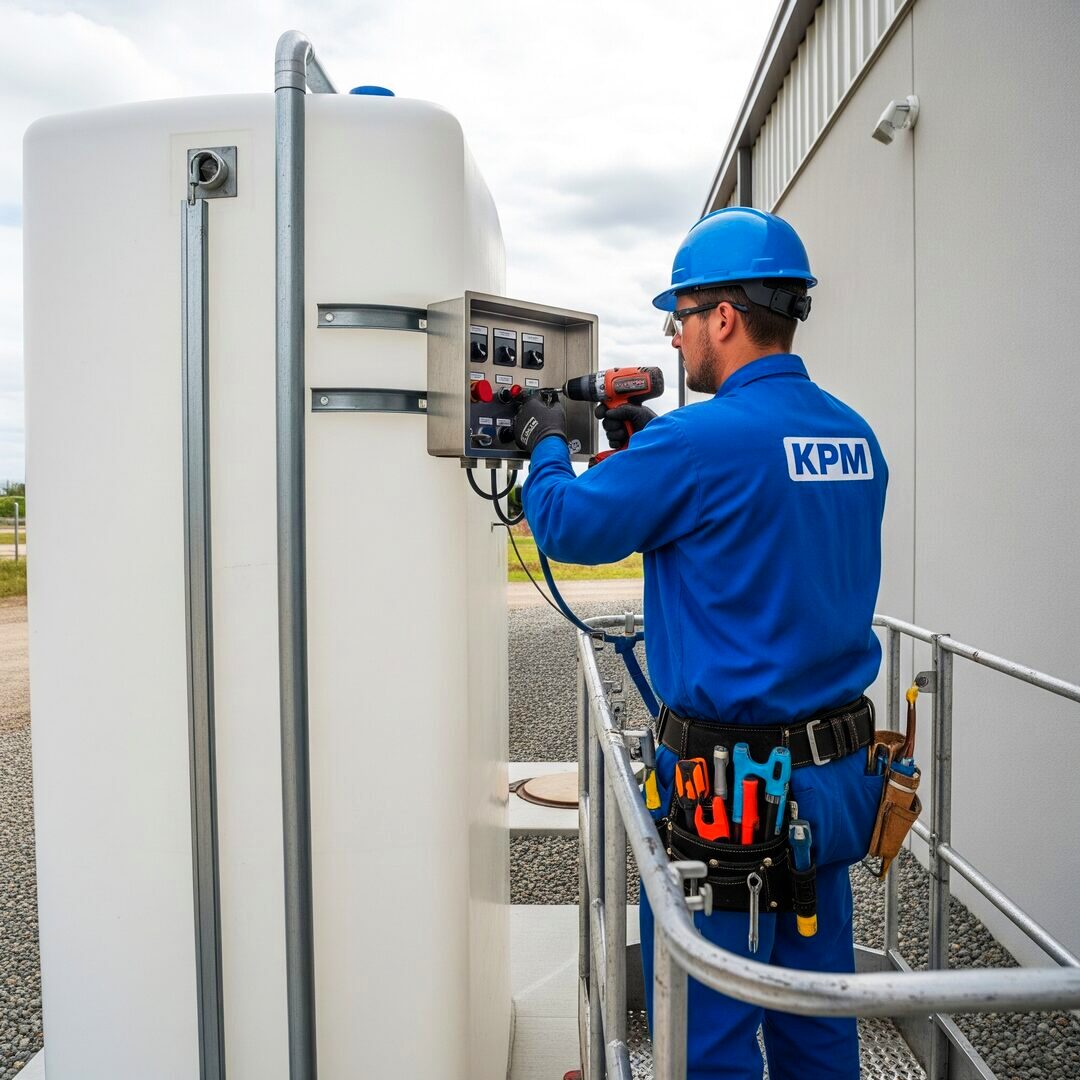 KPM technician servicing terminal loading equipment