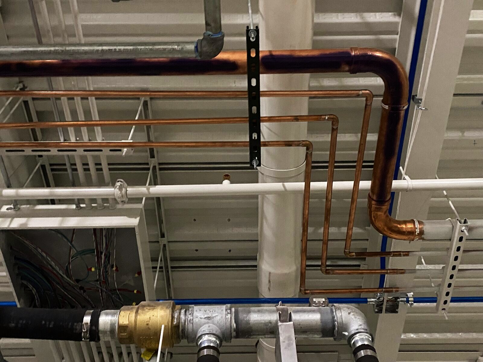 Copper and brass utility piping with isolation valves