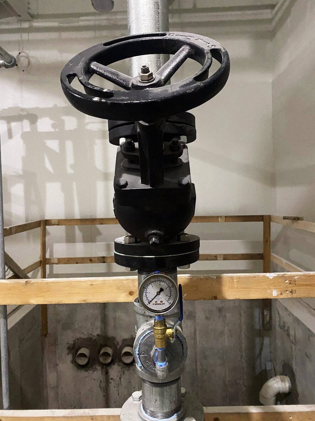 Globe valve with pressure gauge on process line