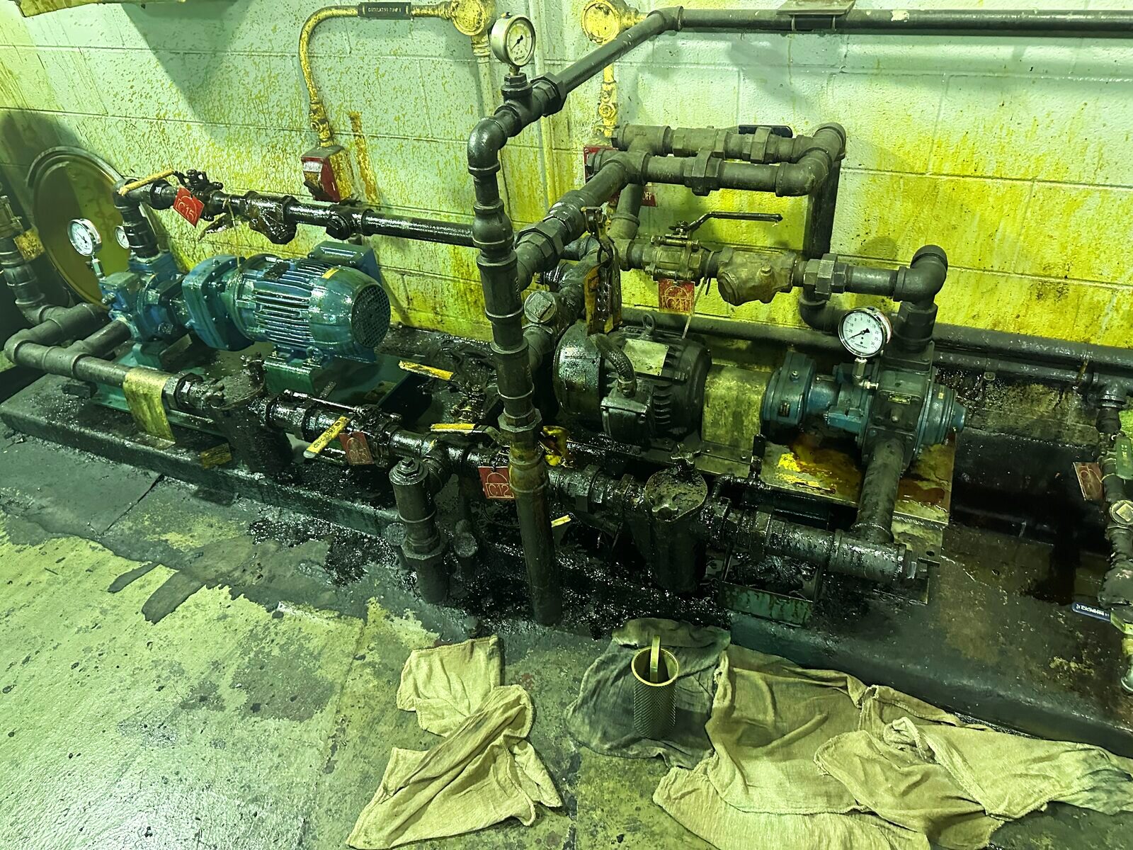 Complete tank farm system with storage tanks, valves, and piping